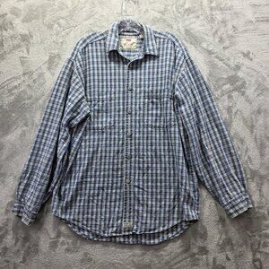 Levis Shirt Mens Medium Blue Plaid Button Up Long Sleeve Cotton Casual Woven